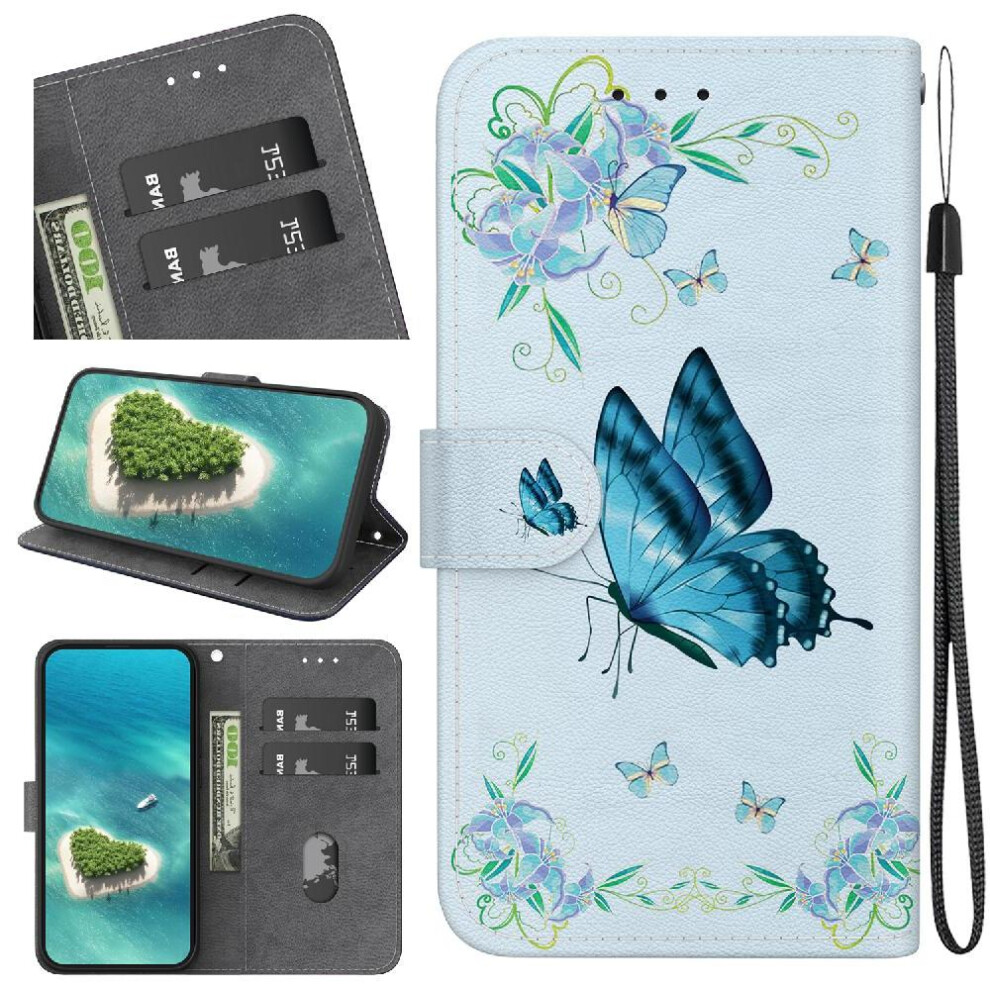 (C11 ) Case For Honor Magic 6 Pro Butterfly Flower Painted Magnetic Closure Card Slots Pu Leather Wallet 764563491612