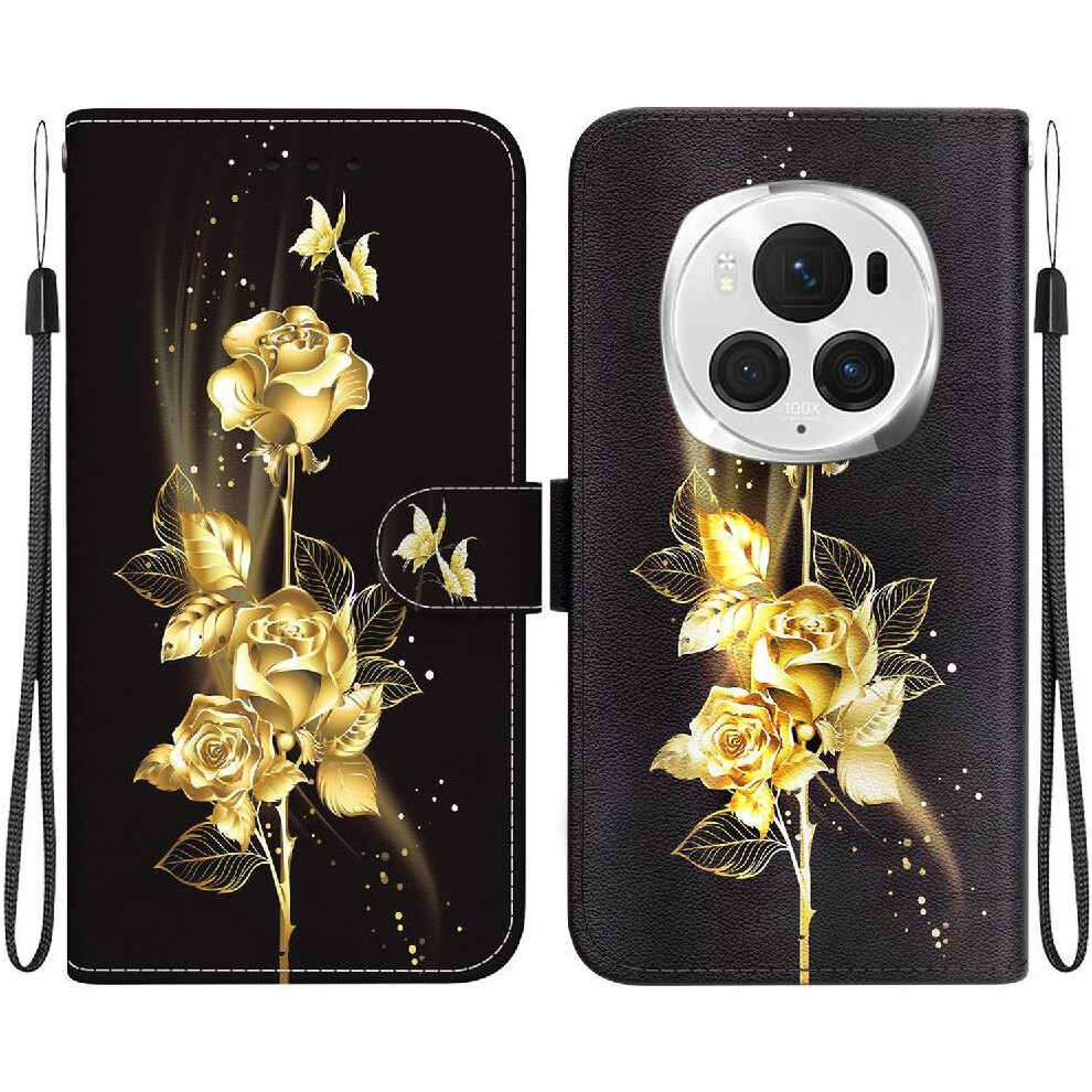 (Ohter) Case For Honor Magic 6 Pro Butterfly Flower Painted Magnetic Closure Card Slots Pu Leather Wallet 764563491544