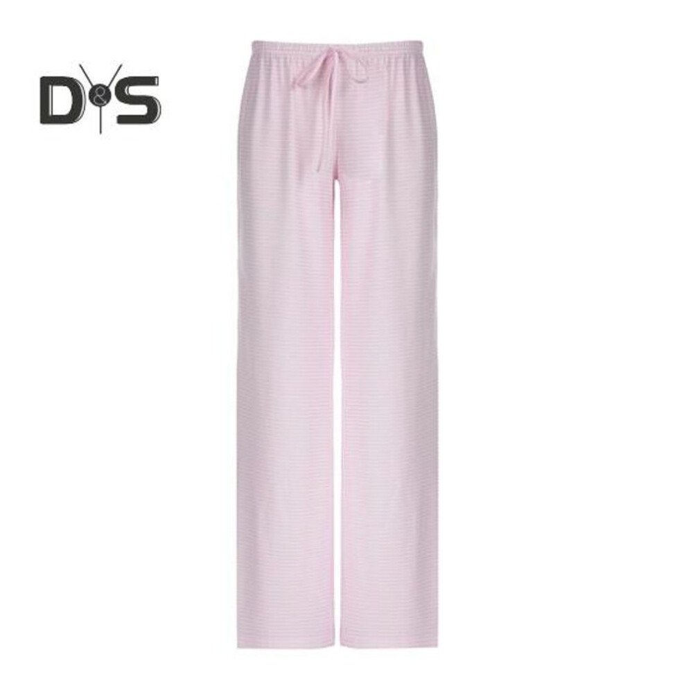 (pink, L) Women Casual Pants Straight Wide Leg Striped Print Long Trousers Adjustable Waist Strap Loose Fit Lounge Pants