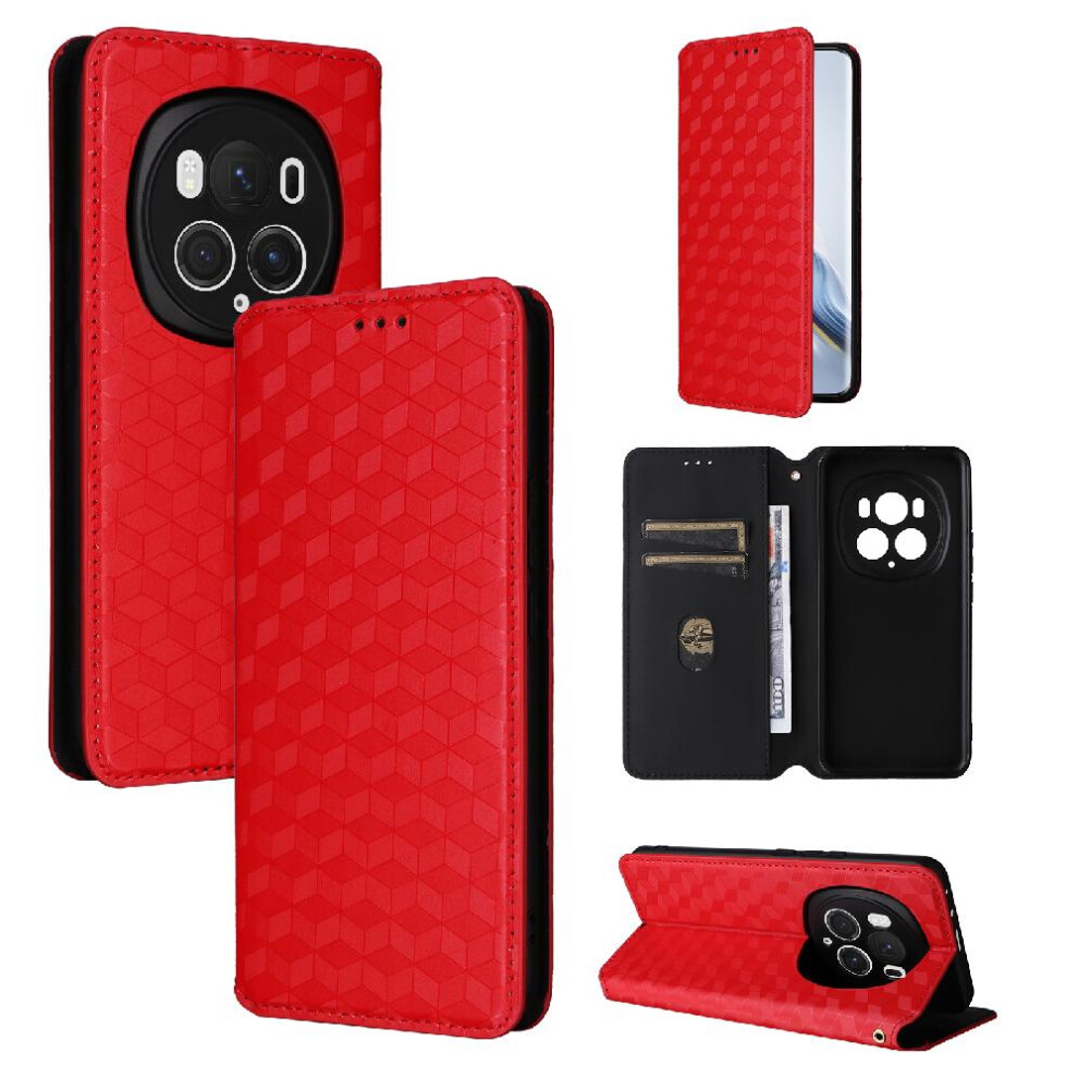 Photos - Case   For Honor Magic 6 Pro 5G PU Leather Card Slots Holder Wallet 3D Pattern Magnetic Closure(Red)