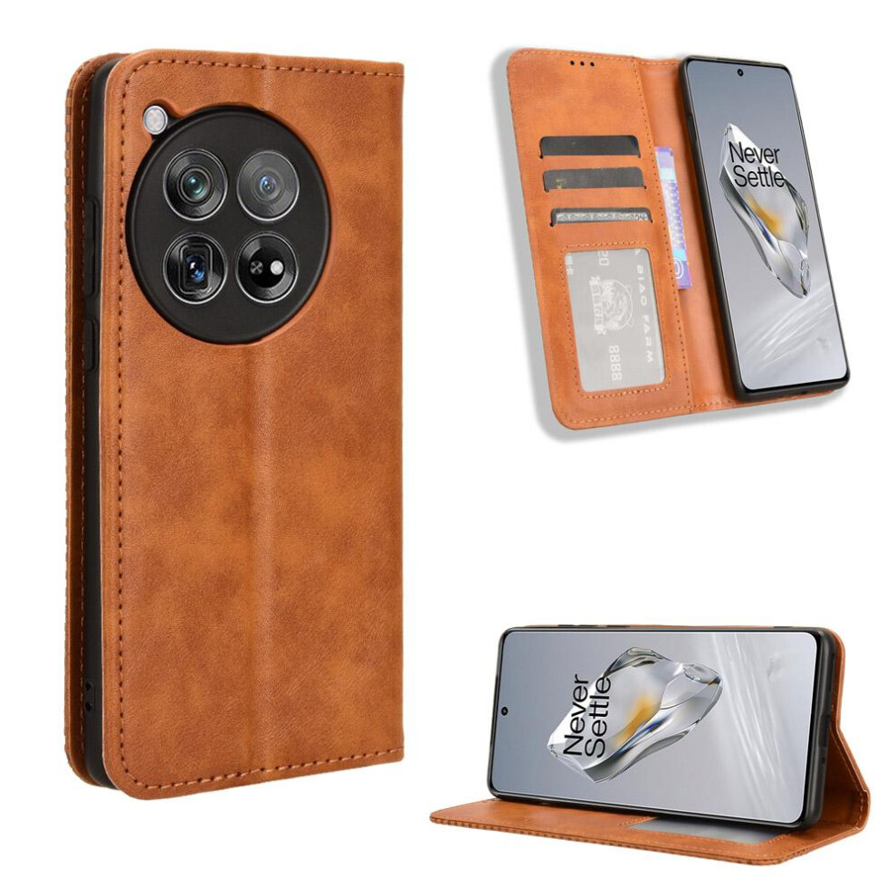 (Brown) Case For Oneplus 12R 5G Wallet Pu Leather Magnetic Closure Brown 764563493197