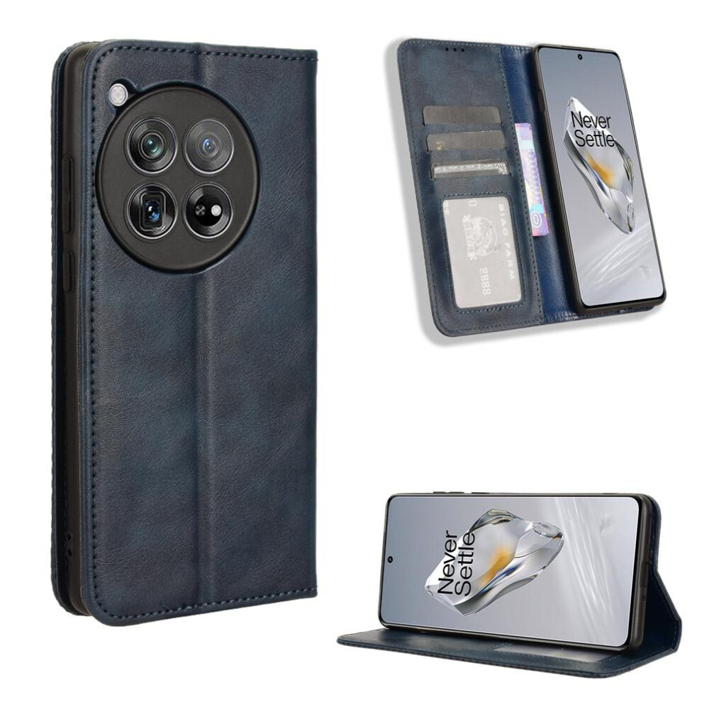 (Blue) Case For Oneplus 12R 5G Wallet Pu Leather Magnetic Closure Blue 764563493180