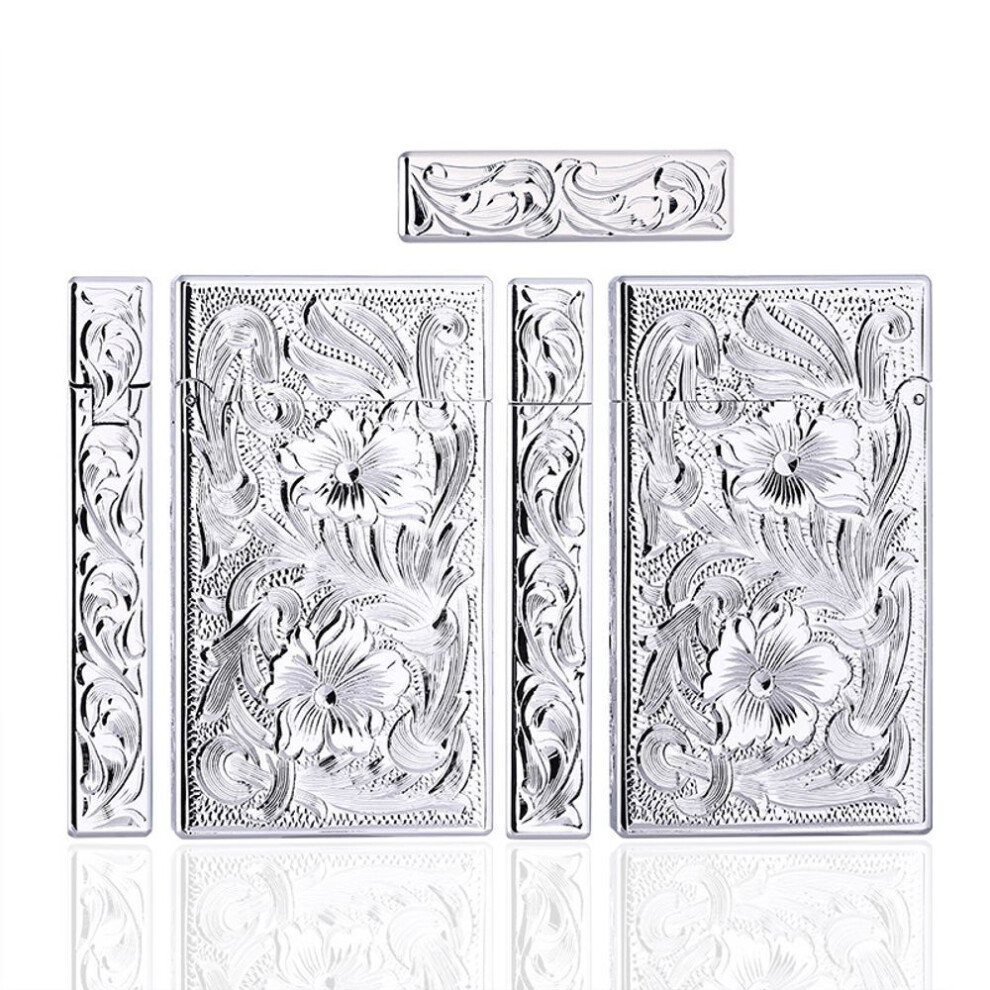 Yeuligo Silver ( Carved) Langsheng Lighter Hand-Carved Flower Rich Flower Kerosene Lighter Personality Domestic Goods Boutique Copper Material Men