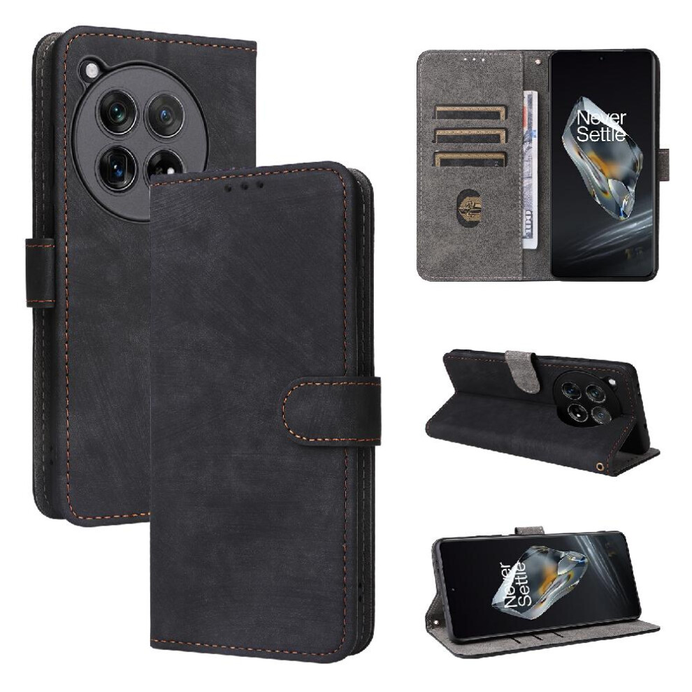 (Black) Case For Oneplus 12R 5G Rfid Blocking Pu Leather Flip Folio Wallet Card Slots Cover Magnetic Closure Black 764563493333