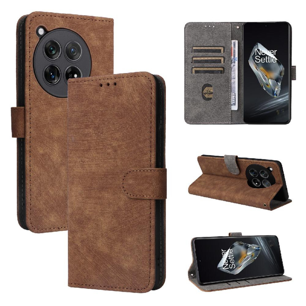 (Brown) Case For Oneplus 12R 5G Rfid Blocking Pu Leather Flip Folio Wallet Card Slots Cover Magnetic Closure Brown 764563493296