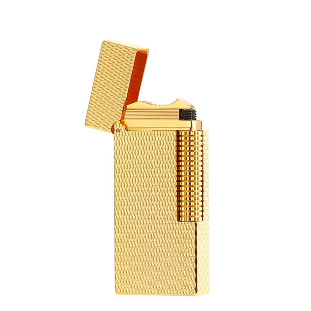 Yeuligo (Golden Wheat Pattern) Medium Kerosene Lighter Copper Two-Color Brushed M7 Side Sliding Grinding Wheel Personality Lighter Men's Gift