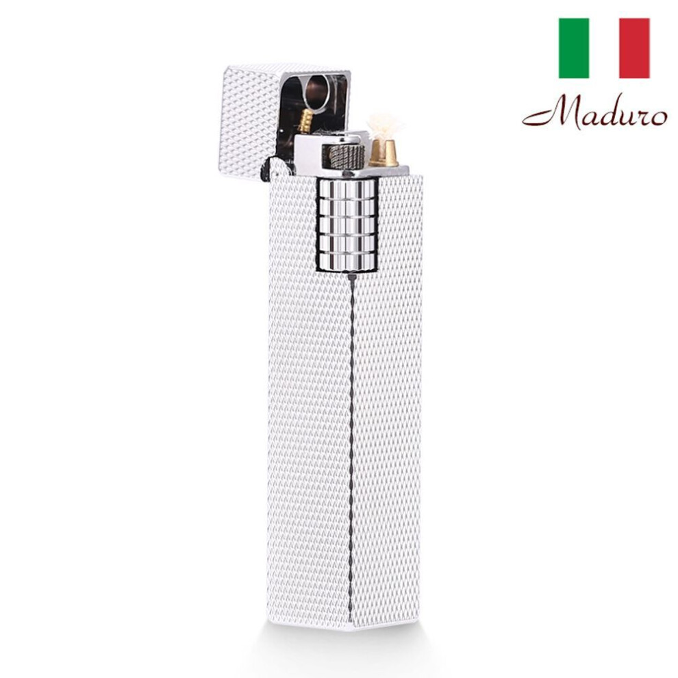 Yeuligo (Silver Wheat Pattern) Small Square Machine Personalized Kerosene Lighter Side Sliding Grinding Wheel Antique Silver Rose Upgrade Grinding Wheel Long