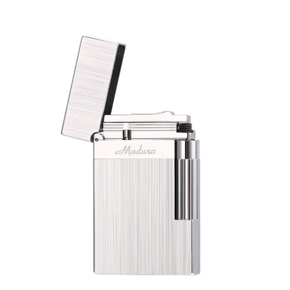 Yeuligo Silver/Light ( Brushed) Langsheng Lighter Refillable Copper Luxury Wheat Pattern Side Slip Lighter Ringing Copper Crisp For Boyfriend