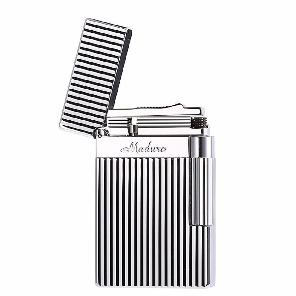 Yeuligo Silver/Light (Striped ) Langsheng Lighter Refillable Copper Luxury Wheat Pattern Side Slip Lighter Ringing Copper Crisp For Boyfriend