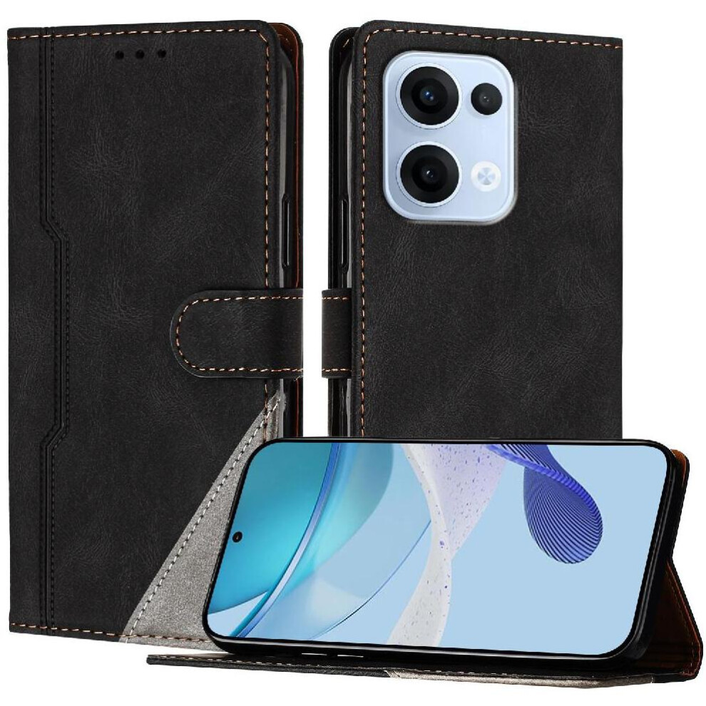 Photos - Case for Oppo Reno 13 5g Handy Stand Pu Leather Magnetic Closure Wallet Card Slots Cover(Black)