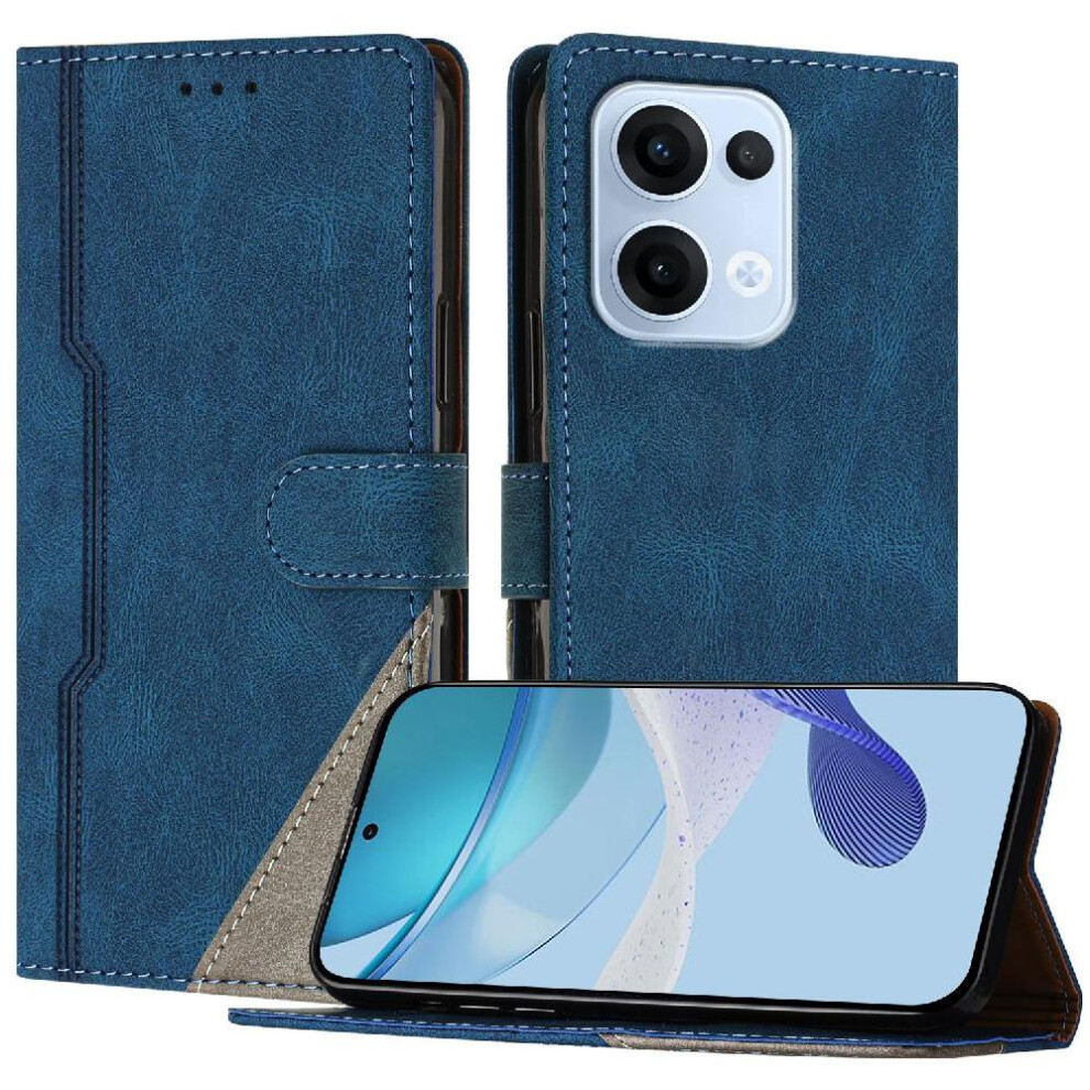 Photos - Case for Oppo Reno 13 5g Handy Stand Pu Leather Magnetic Closure Wallet Card Slots Cover(Dark blue )