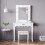 Living And Home Vanity Dressing Table with LED Lights Mirror White 1