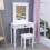 Living And Home Vanity Dressing Table with LED Lights Mirror White 2