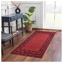 (60cm x 110cm (2ft x 3ft 7")- Large Door/Bath Mat, Red Black ) Non Slip Modern Rugs Area Carpet Runner Door Mats