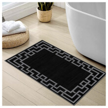 (40cm x 60cm ( 1 ft 4" x 2 ft)- Small Door/Bath Mat, Black Grey) Non Slip Modern Rugs Area Carpet Runner Door Mats