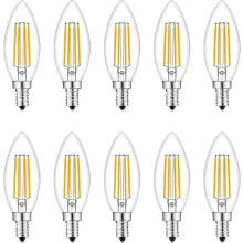 (As show, One size) Small Screw in LED Light Bulbs, 10 Pack E14 Candle Bulbs Dimmable, Light Bulbs 40W E14/SES Equivalent, 220V, Warm White 2700K, FanciBuy