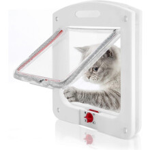 (As show, One size) Cat Flap 22.4 x 20.3 x 3cm Dog Flaps Pet Door With Tunnel Cat Door Smart Lock Small Dog and Cat Flap Magnetic Door(White)