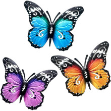 (As show, One size) 3 Pieces Big Metal Butterfly Garden Ornaments Outdoor Large Outside Wall Art Decorations for Garden Fences Yard Sheds Hanging (styleA)