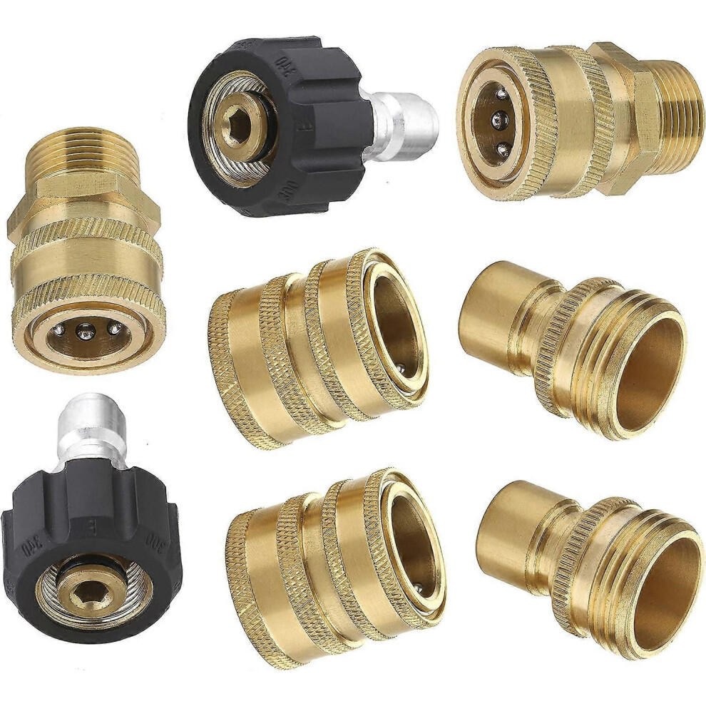(As show, One size) Pressure Washer Adapter Set, Quick Disconnect Kit, M22 Swivel to 3/8 Inch Quick Connect, 3/4 Inch to Quick Release, 8-Pack