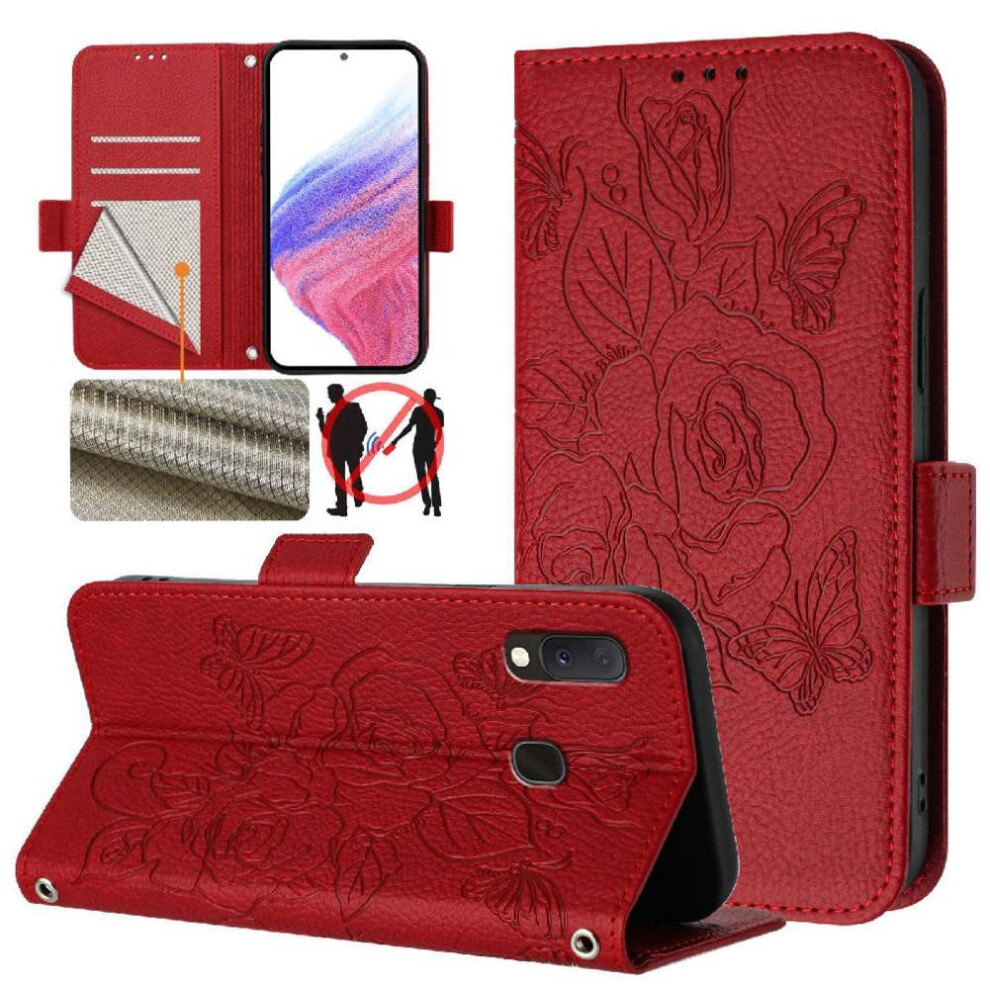 (Red) Case For Samsung Galaxy A20e Pu Leather With Credit Card Slot Magnetic Wallet Red 764563495979