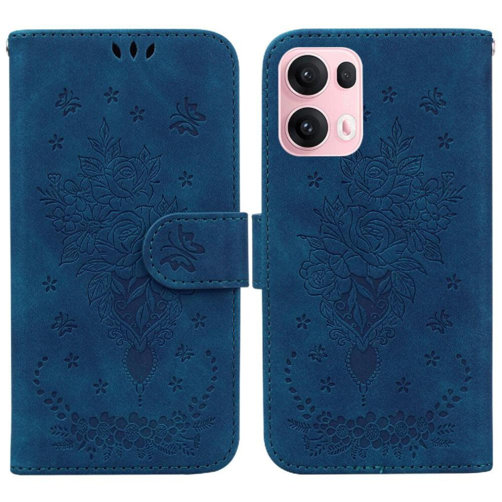 (Blue) Case For Oppo Reno 13 Pro 5G Wallet Case Emboss Rose Flowers Kickstand Flip Pu Leather Cover Card Slots Blue 764563496150