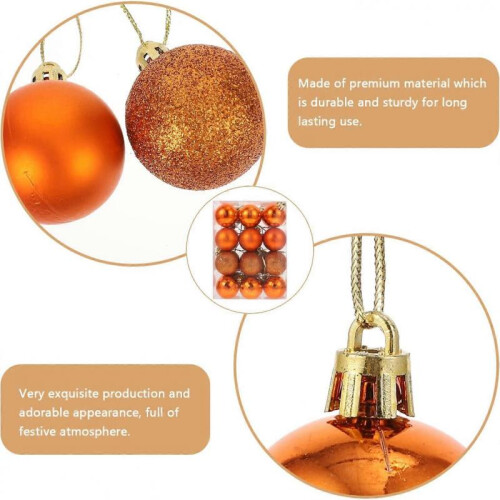 Orange plastic Christmas tree decorations, 4 cm - 48 Christmas pendants 2