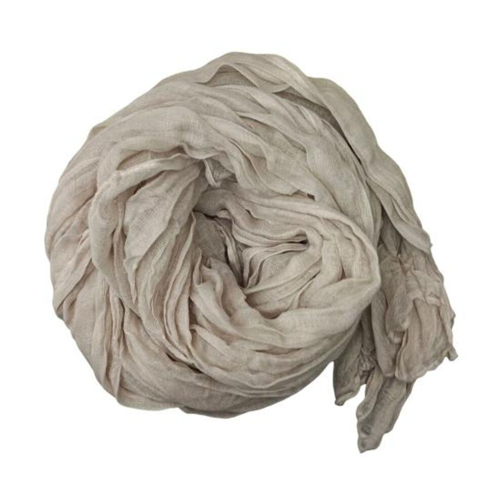 (beige, 180cm) Autumn Winter Solid Color Pleated Long Scarf Warm Soft Vintage Inspired Scarf