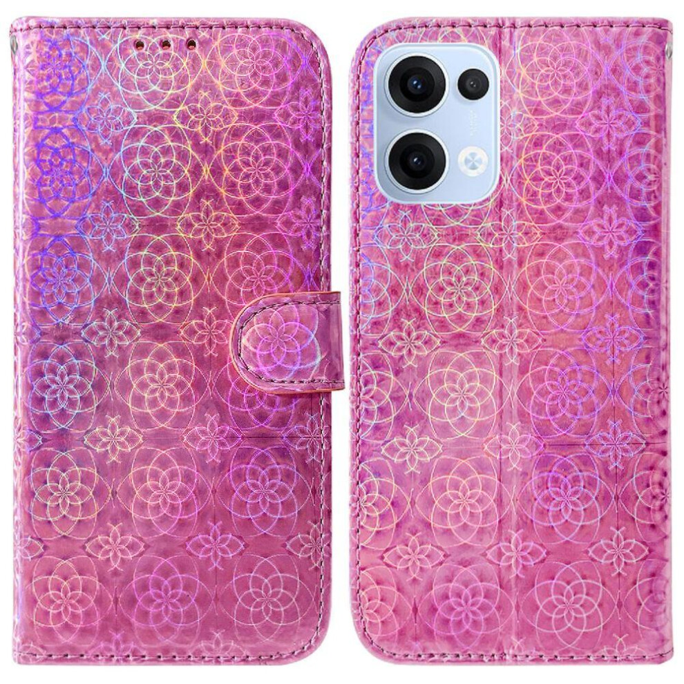 Photos - Case  Flip  for Oppo Reno 13 5g Stand Holder Glitter Colorful Card Slot Premium Pu Leather Wallet (Pink)