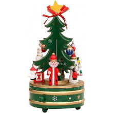 Christmas Tree Music Box, Wooden Music Box Christmas Tree with Pendant Ornaments Christmas
