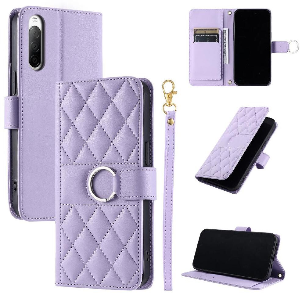 (Purple) Flip Case For Sony Xperia 10 Iii Protective Card Slots Holder Magnetic Pu Leather Wrist Strap Purple 764563497614