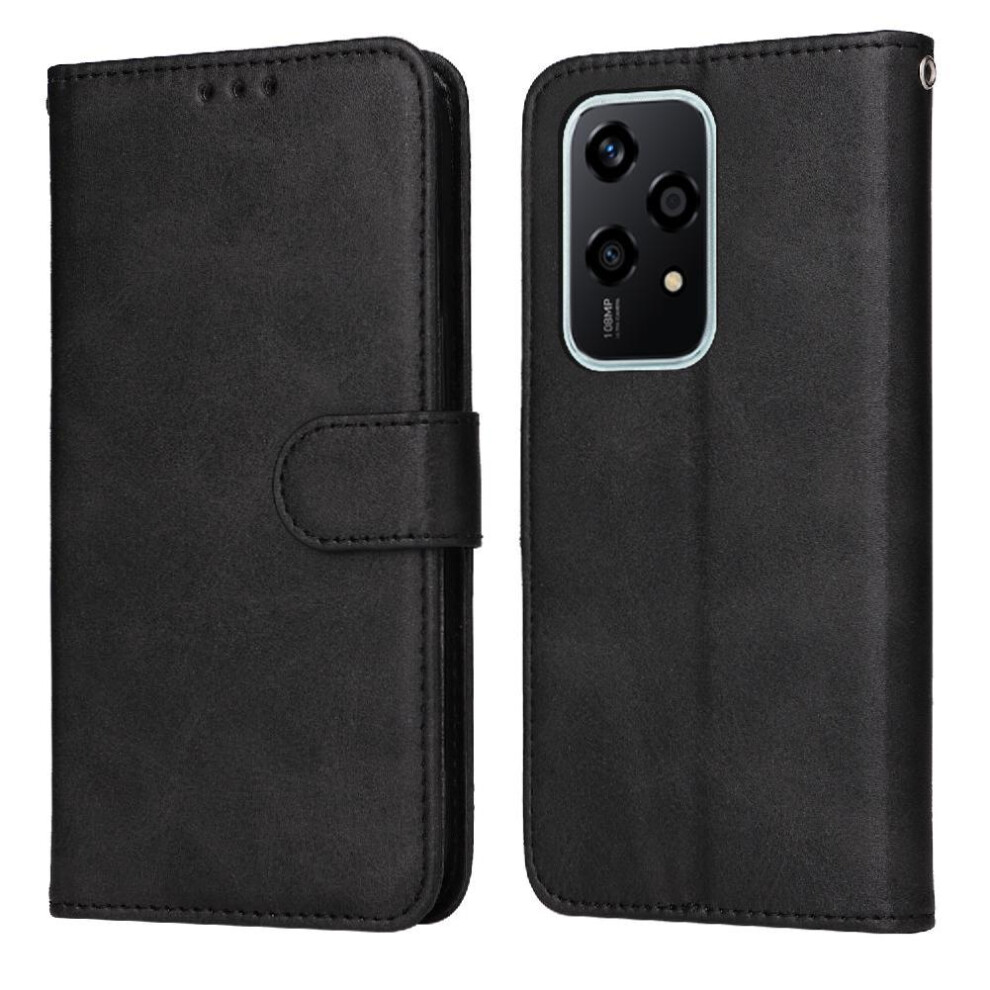 (Black) Flip Case For Honor 200 Lite 5G Precise Cutouts Flip Cover Magnetic Closure Card Slots Black 764563499618