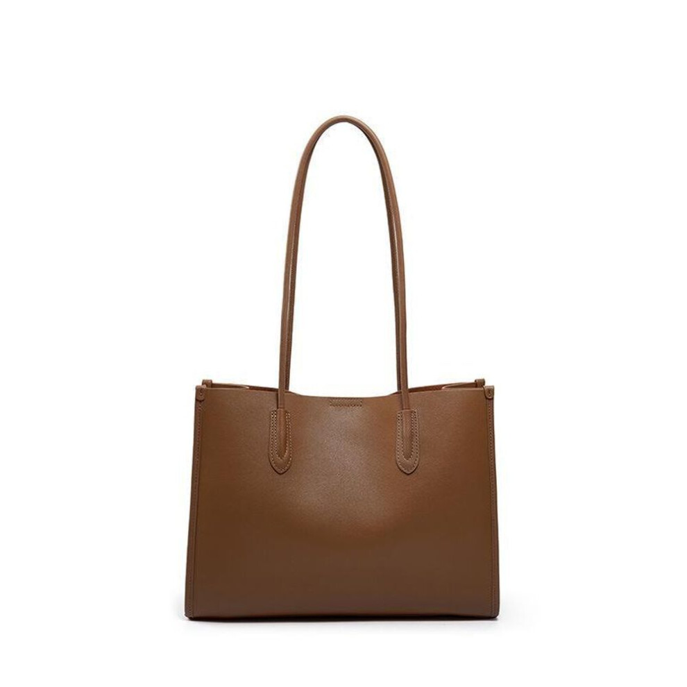 (golden brown) Genuine Leather Women's Soft Tote Bag 2024 - High-End Large Capacity Cowhide Shoulder Bag