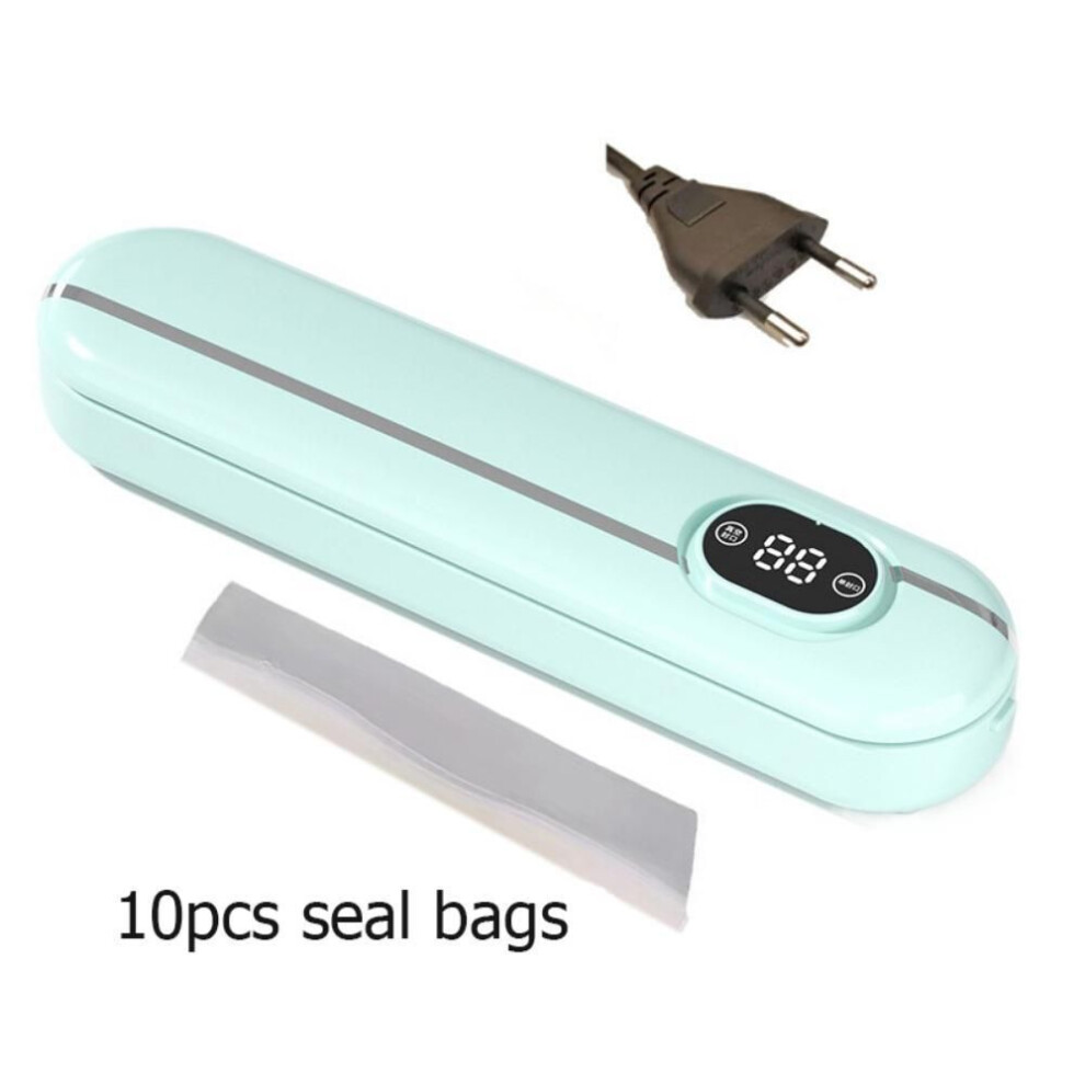 (Green-EU) Eu/us/uk Electric Vacuum Sealer Household Vacuum Seal Bags Food Packaging Machine  For Dry/wet Food
