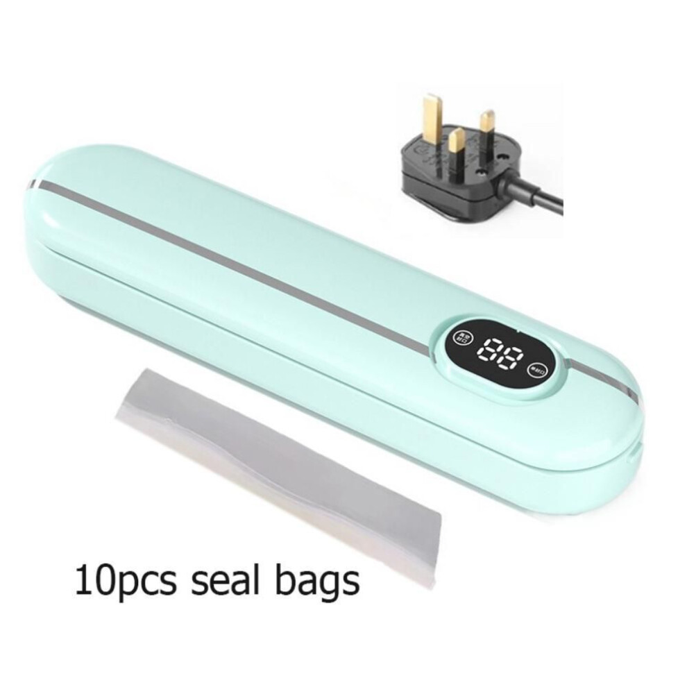 (Green-UK) Eu/us/uk Electric Vacuum Sealer Household Vacuum Seal Bags Food Packaging Machine  For Dry/wet Food