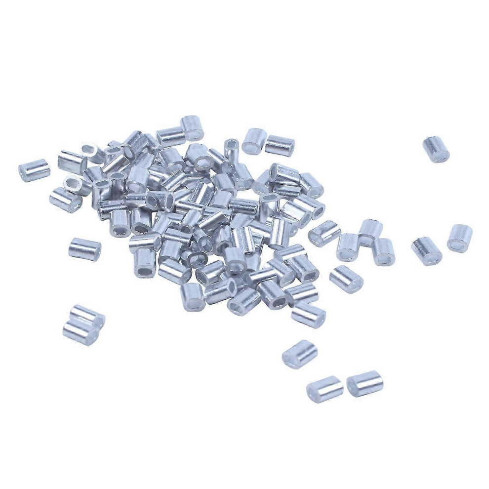(As Show, One Size) Sourcingmap 1Mm Steel Wire Rope Aluminum Ferrules Sleeves Silver Tone 100 Pcs 4909775698596