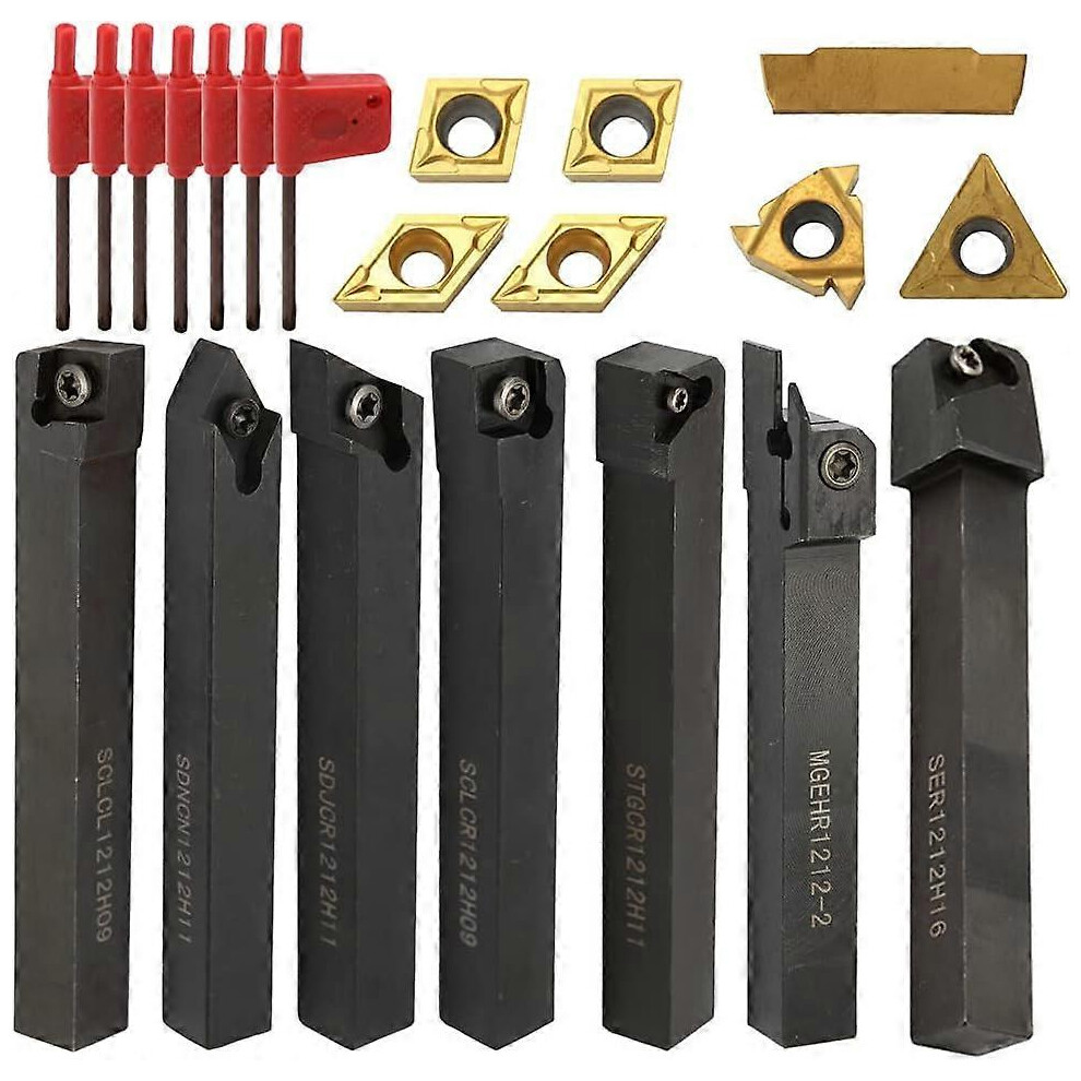 (As show, One size) 21PCS Multifunctional Solid Carbide Inserts Holder Boring Bar with Wrenches for Lathe Turning Tools-image-OPC-PH6V6XS-NEW