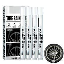 (As show, One size) 4 Pack White Marker Pen Tire Paint Marker Pen Waterproof Oil Based Car Tire Graffiti Tracing Pen for Auto Rubber Tyre Tread