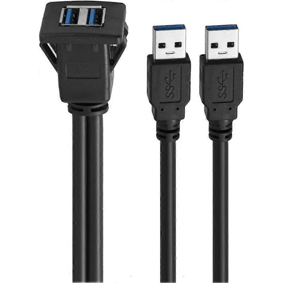 (As Show, One Size) Usb Panel Flush Mount Cable Usb 3.0 Extension Usb Mount, Dash Mount, Flush Mount, Panel Mount Cable, For Car, Boat, Motorcycle (Sq 4909775495539