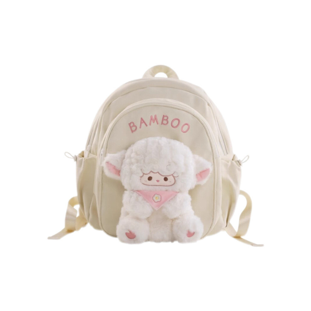 (White) Raccoon Lamb Detachable Plush Doll Backpack Student Gifts Schoolbag Cartoon-image-OPC-PH6V9JM-NEW