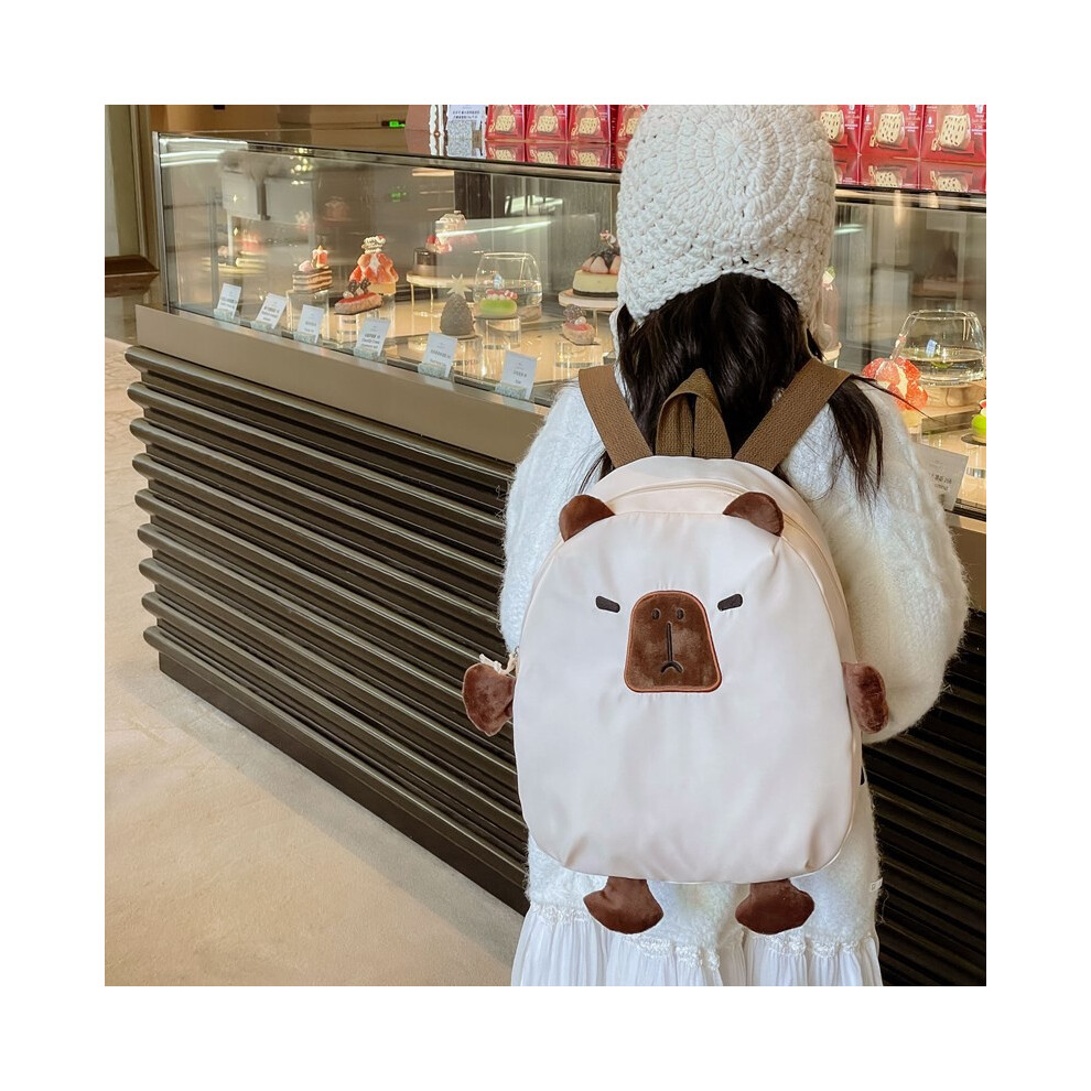 (White, Small) Child Backpack Capybara With Cute Animal Design For School Outings And-image-OPC-PH6V9KJ-NEW