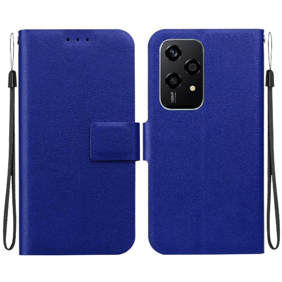 (Blue) Flip Case For Honor 200 Lite With Card Slot With Buckle Pu Leather Pure Colour Kickstand Blue 764563502530