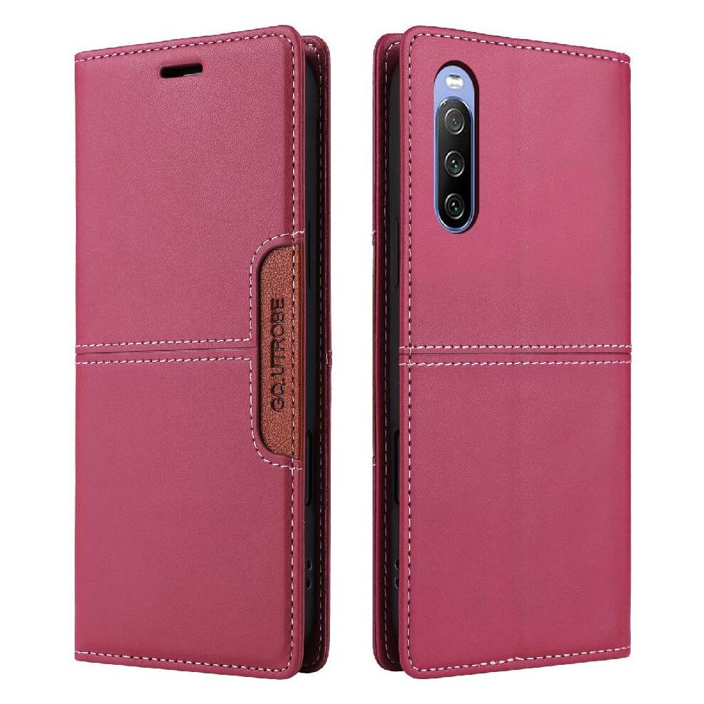 (Red) Flip Case For Sony Xperia 10 Iii Rfid Blocking Wallet Flip Cover Shockproof Red 764563502707