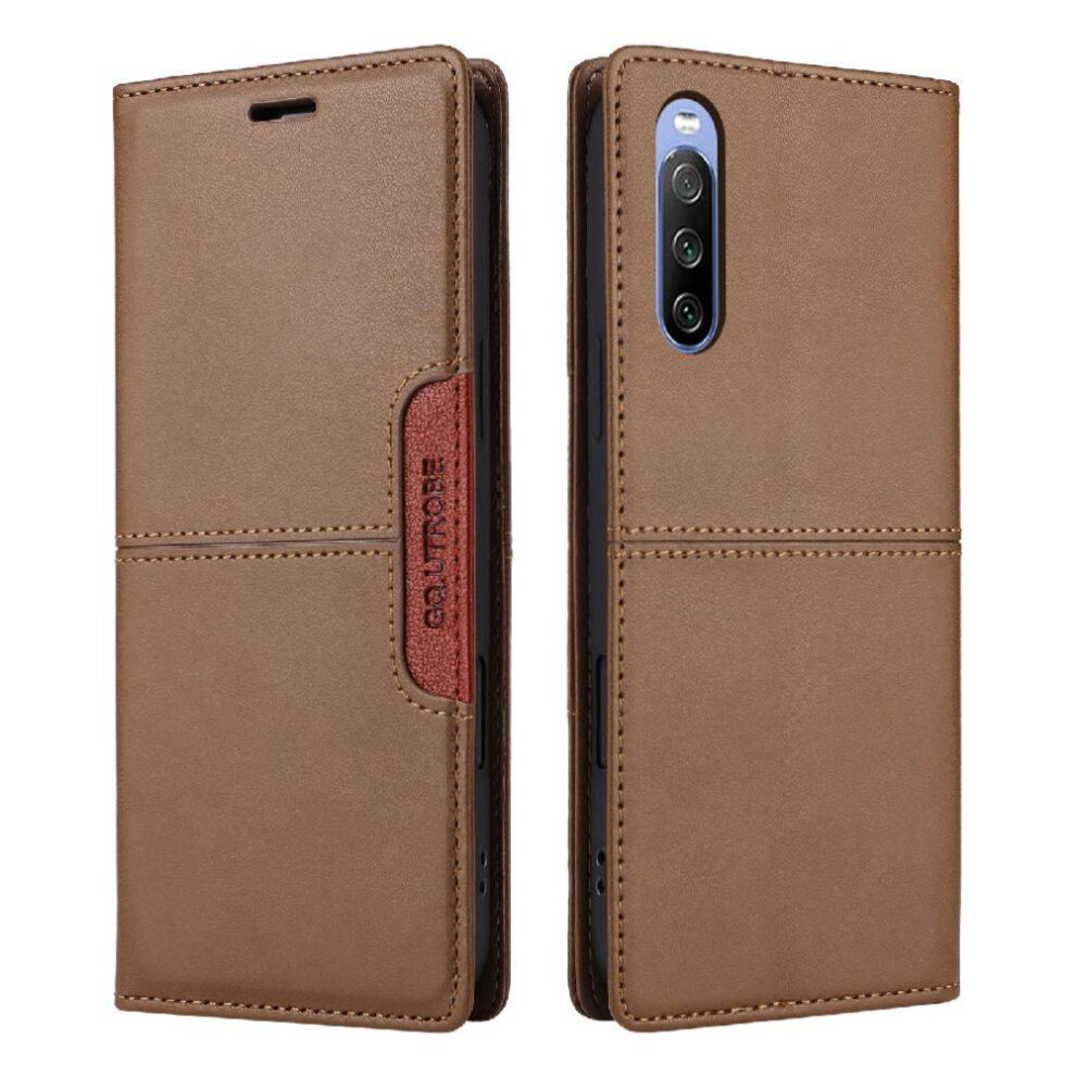 (Brown) Flip Case For Sony Xperia 10 Iii Rfid Blocking Wallet Flip Cover Shockproof Brown 764563502691