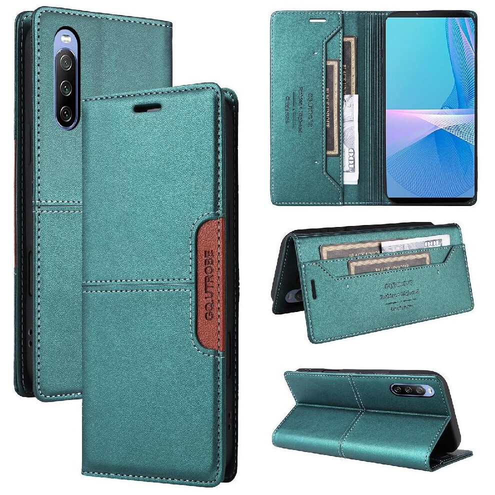(Green) Flip Case For Sony Xperia 10 Iii Rfid Blocking Wallet Flip Cover Shockproof Green 764563502684