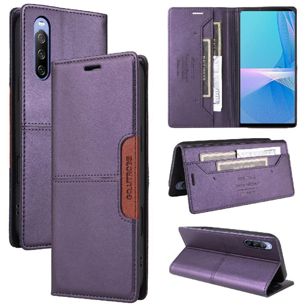 (Purple) Flip Case For Sony Xperia 10 Iii Rfid Blocking Wallet Flip Cover Shockproof Purple 764563502721