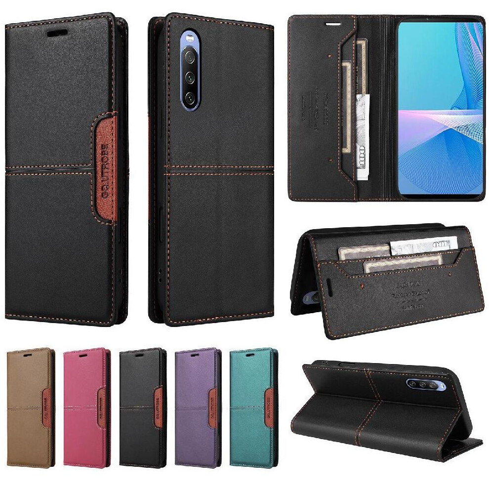 (Black) Flip Case For Sony Xperia 10 Iii Rfid Blocking Wallet Flip Cover Shockproof Black 764563502714