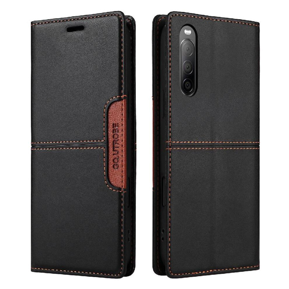 (Black) Flip Case For Sony Xperia 10 Ii Rfid Blocking Shockproof Wallet Flip Cover Black 764563502769