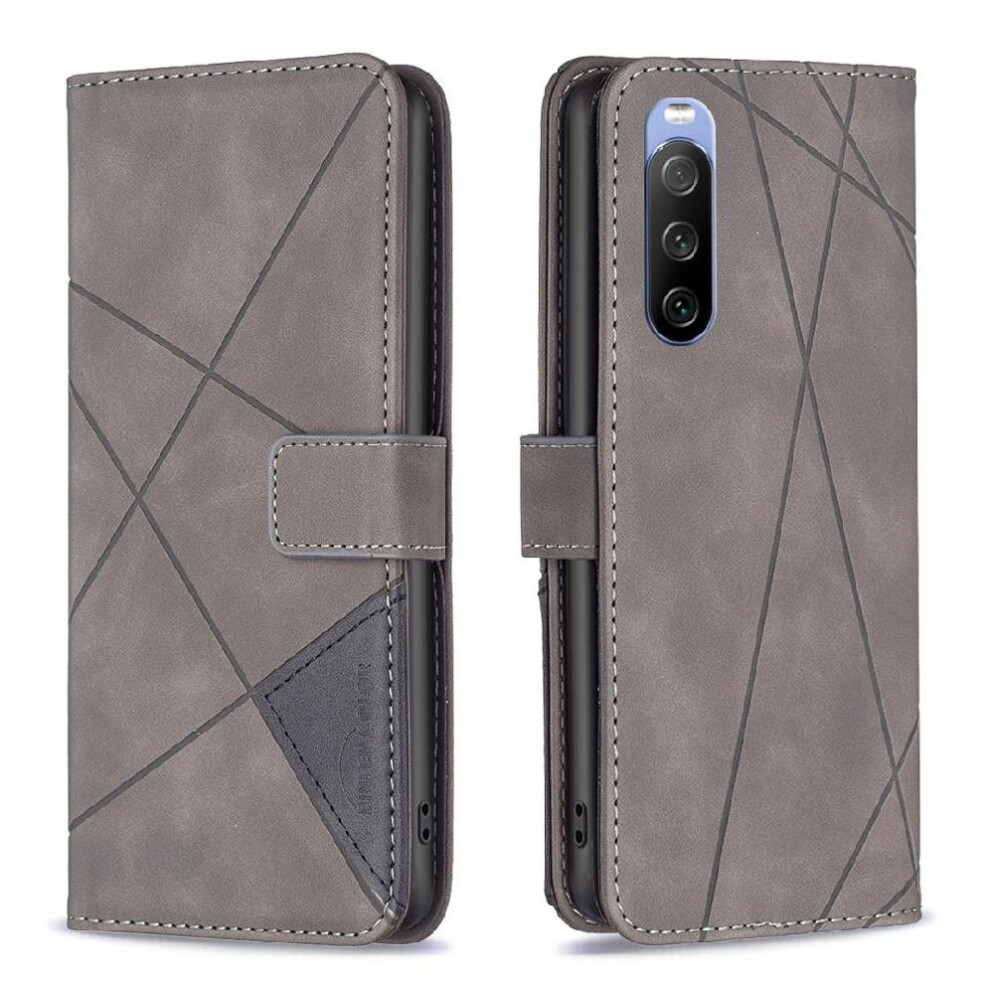 ( ) Flip Case For Sony Xperia 10 Iii Magnetic Card Holder Kickstand Protective Shockproof Pu Leather Gray 764563502837