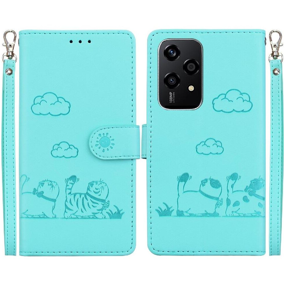 (Green) Flip Case For Honor 200 Lite Cat Rfid Leather Wallet Card Slot Holder Kickstand Green 764563503650