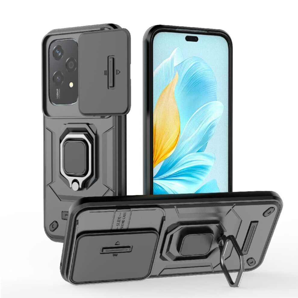 (Black) Case For Honor 200 Lite Kickstand Anti-Scratch Protective Cover Ring Holder Black 764563503780
